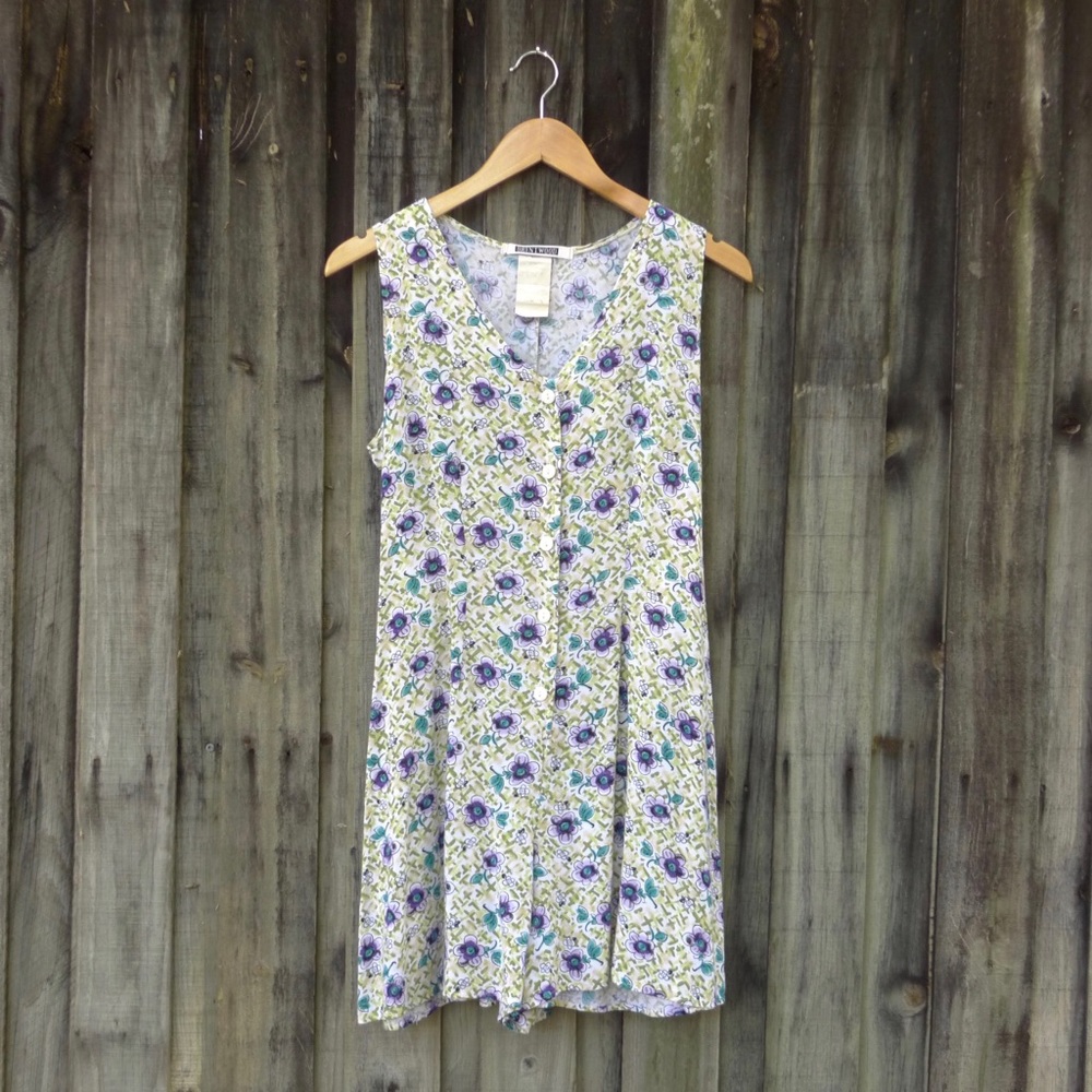 Vintage 90s Floral Print Romper M/L